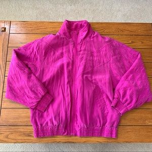 Vintage Bocoo Hot Pink 100% Silk Jacket 1980s 1990s Size Medium